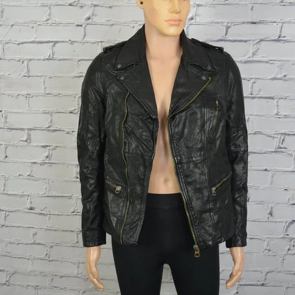 Mens Scotch and Soda Leather Biker Jacket Motorcycle cafe racer size small